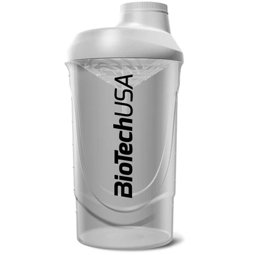 BiotechUSA Wave Shaker 600 ml i transparent plast med vitt lock och svart logotyp., bild 1 av 4