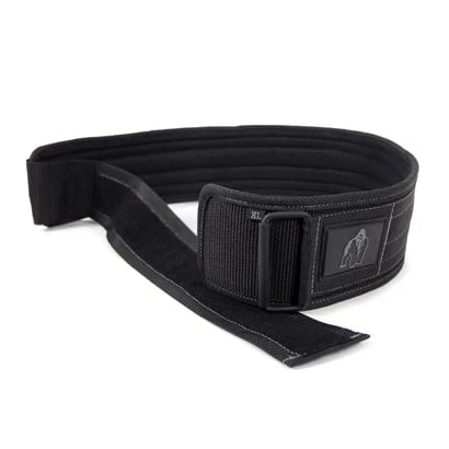 Gorilla Wear 4 Inch Nylon Belt, ett svart lyftarbälte i nylon med spänne för styrketräning.
