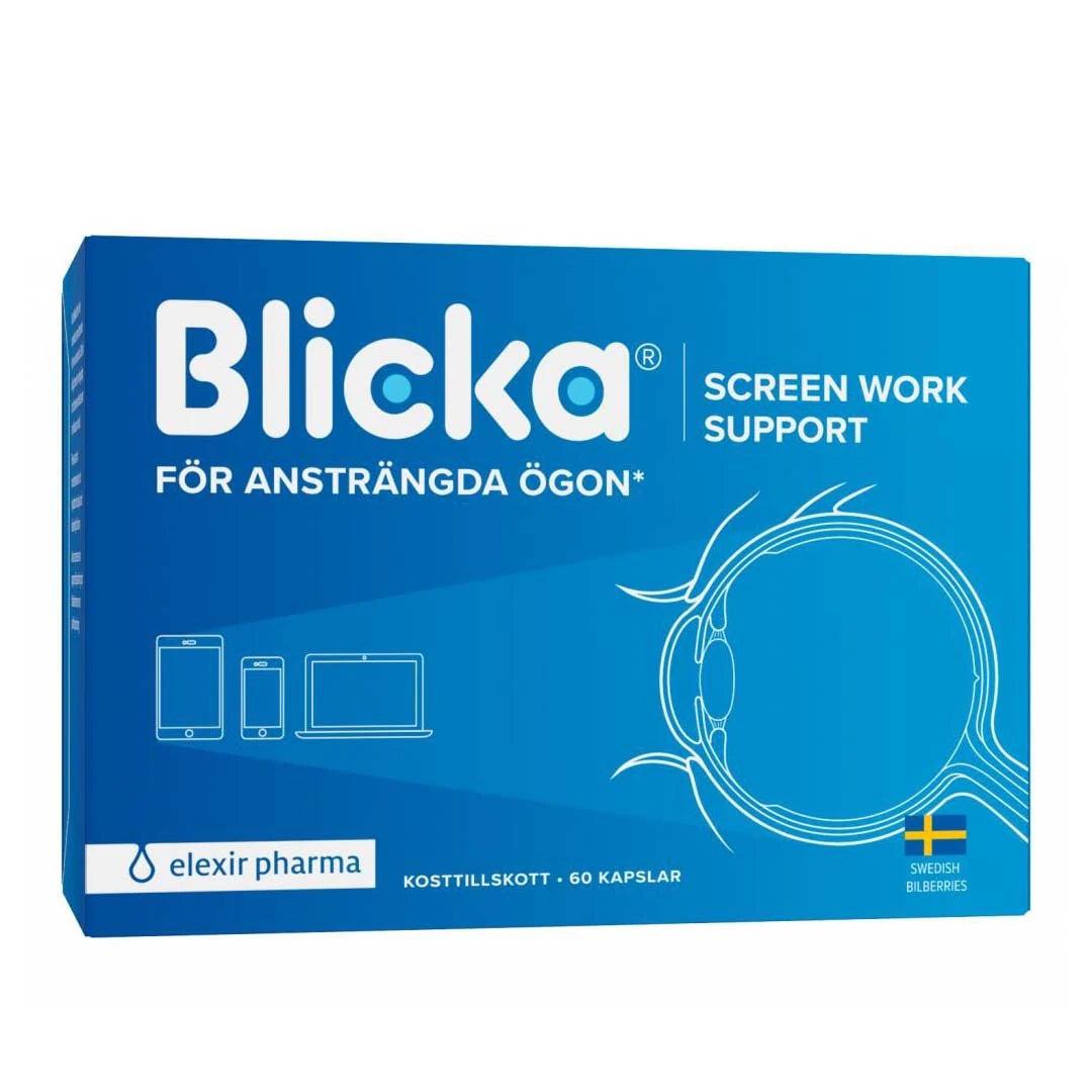 Elexir Pharma Blicka 60 caps i en blå ask, framtagen för att lindra trötta och ansträngda ögon., bild 1 av 1
