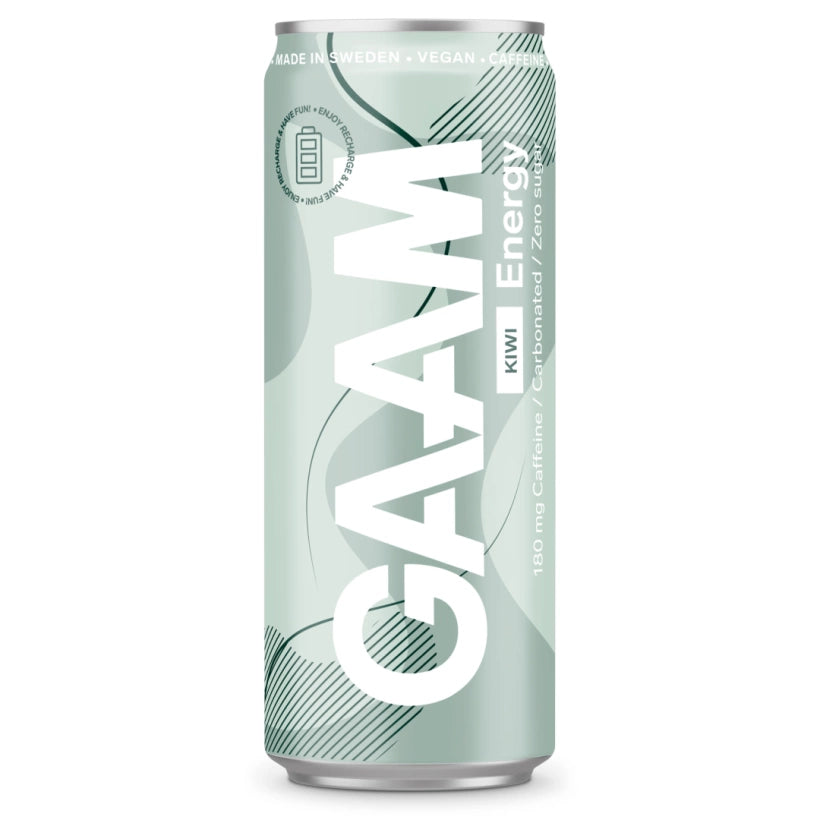 GAAM Energy 330 ml energidryck i en ljusgrön burk med mörkgröna mönster för smaken Kiwi., bild 10 av 11