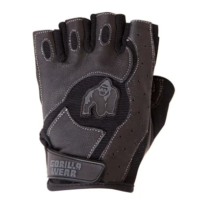 Gorilla Wear Mitchell Training Gloves, en svart träningshandske med läderdetaljer, logotyp och kardborrespänne., bild 2 av 5
