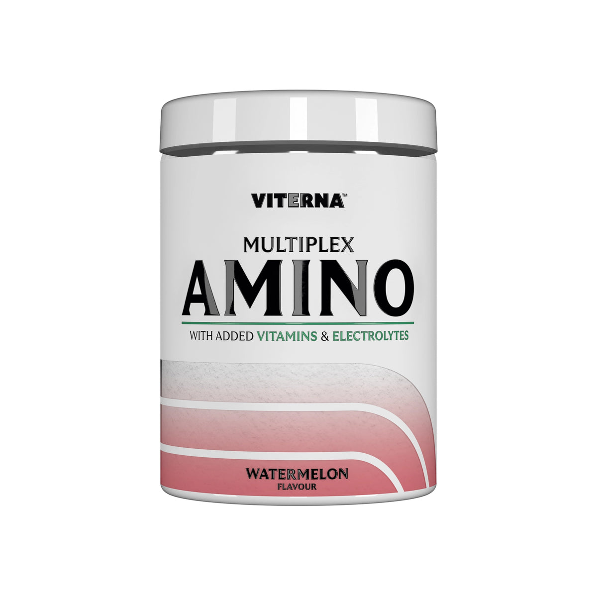 Viterna Multiplex Amino 400 g aminosyror i en vit burk med gröna detaljer och smaken Watermelon., bild 5 av 9