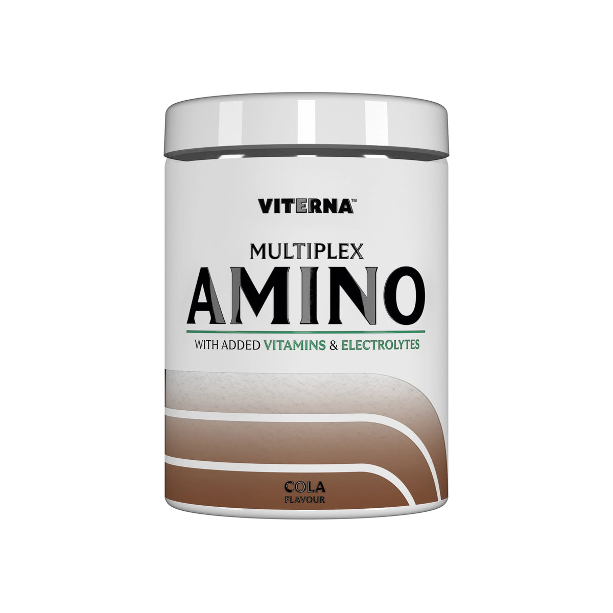 Viterna Multiplex Amino 400 g aminosyror i en vit burk med gröna detaljer i smaken Cola., bild 9 av 9