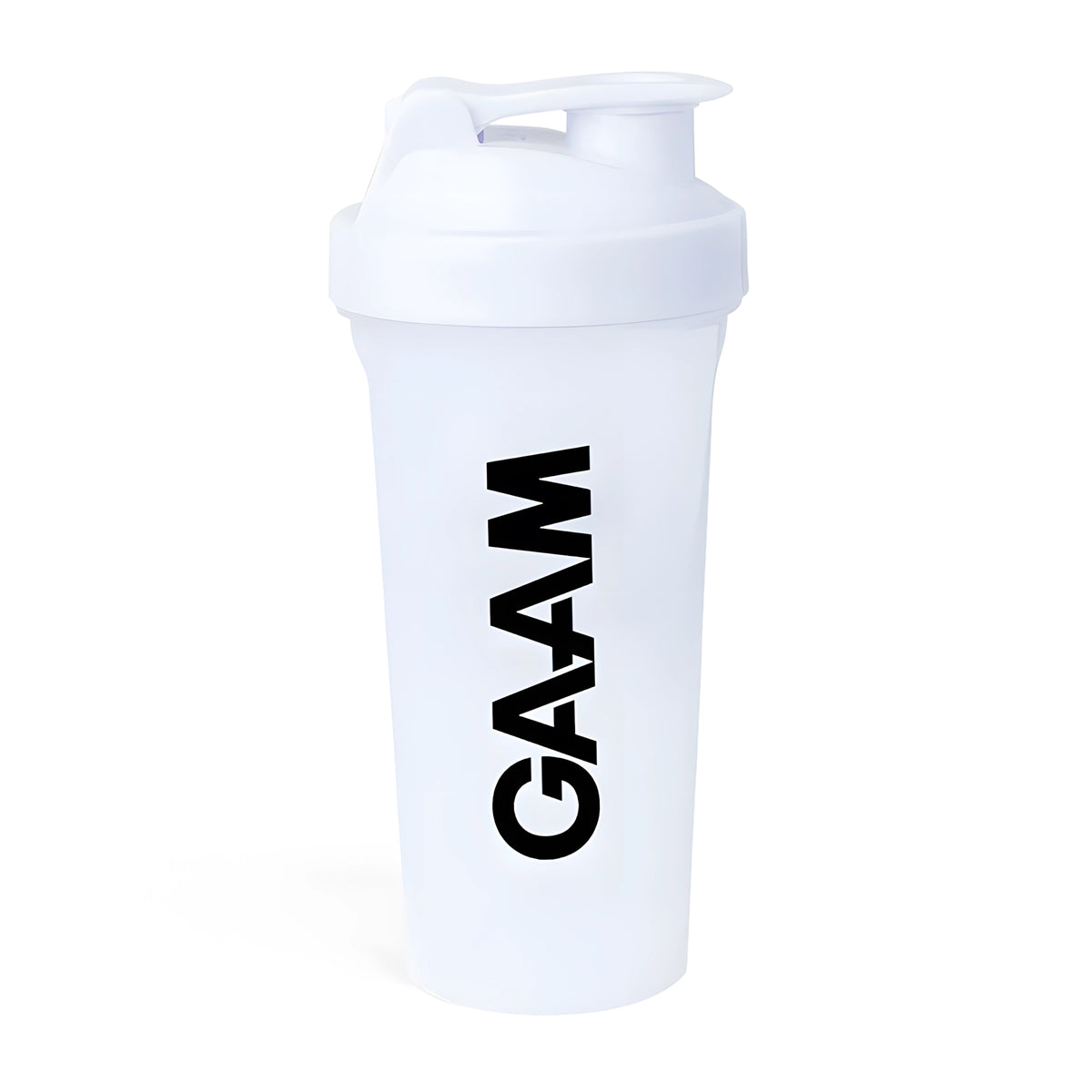 GAAM Shaker 800 ml i vit färg med vitt skruvlock och svart GAAM-logotyp., bild 4 av 5