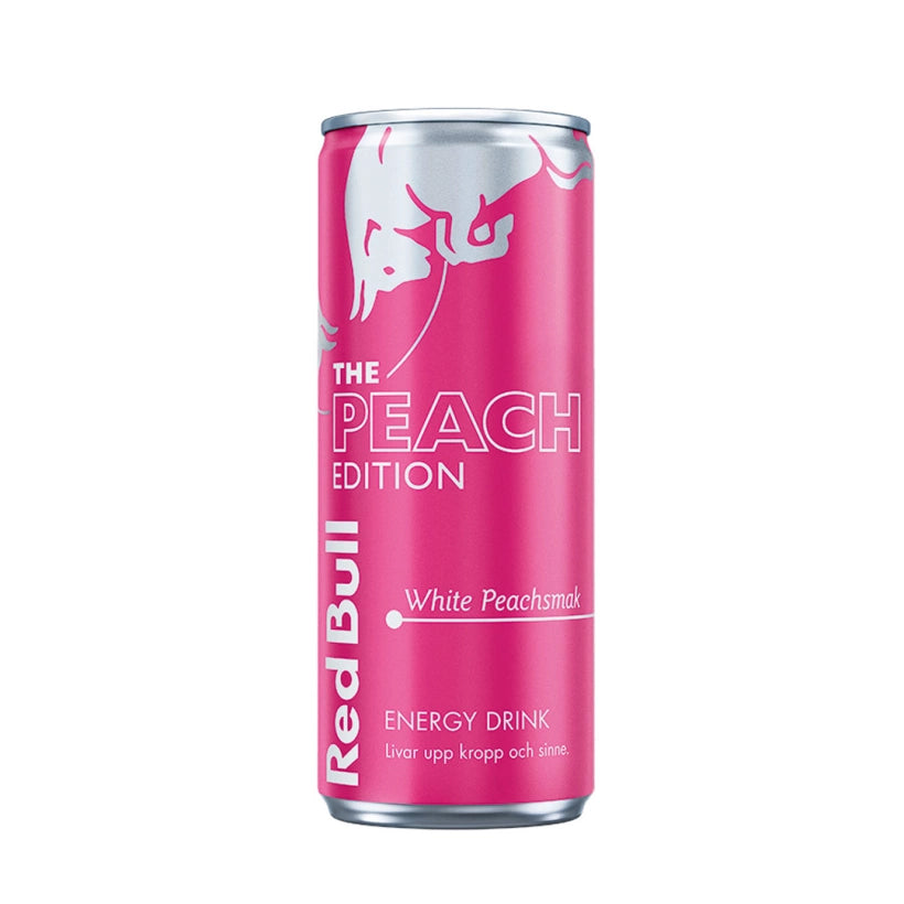Red Bull Energidryck 250 ml The Peach Edition i en rosa burk med White Peach-smak., bild 11 av 15