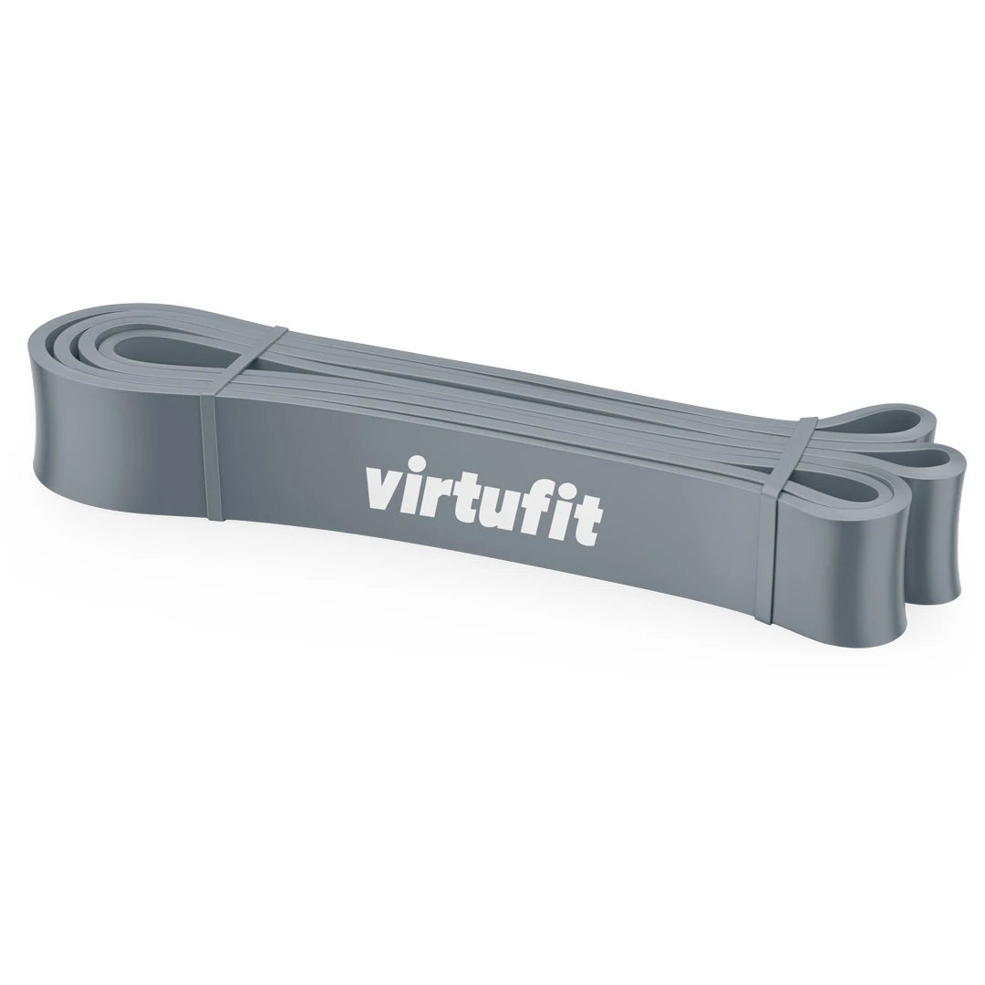 Grått Virtufit Power Band Medium träningsband i PVC med vit logotyp för effektiv styrketräning och rehab., bild 1 av 1