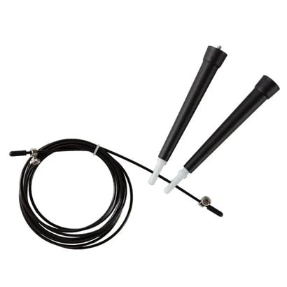 Virtufit Speed Rope, ett svart hopprep med tunn justerbar vajer i PVC och svarta handtag., bild 1 av 1