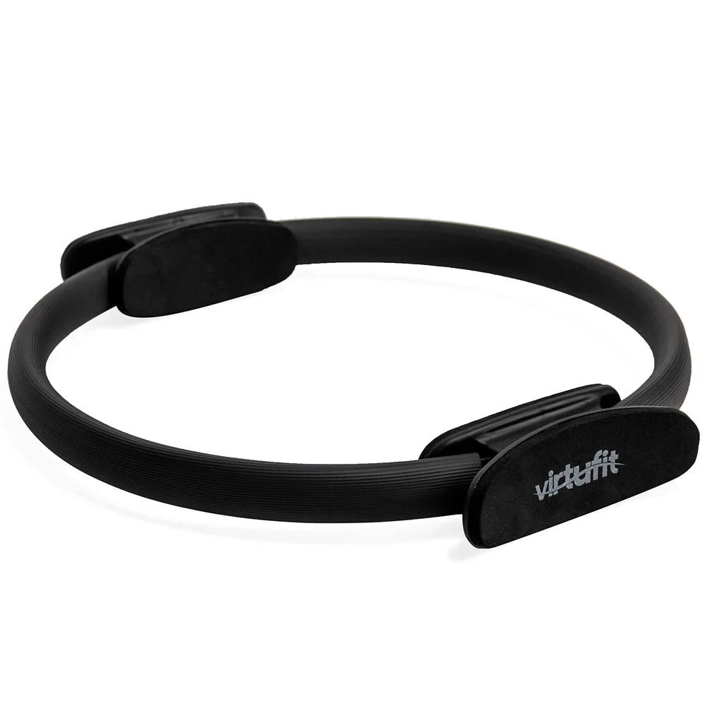 Svart Virtufit Pilates Ring i glasfiber med mjuka, vadderade handtag för effektiv pilatesträning., bild 1 av 1