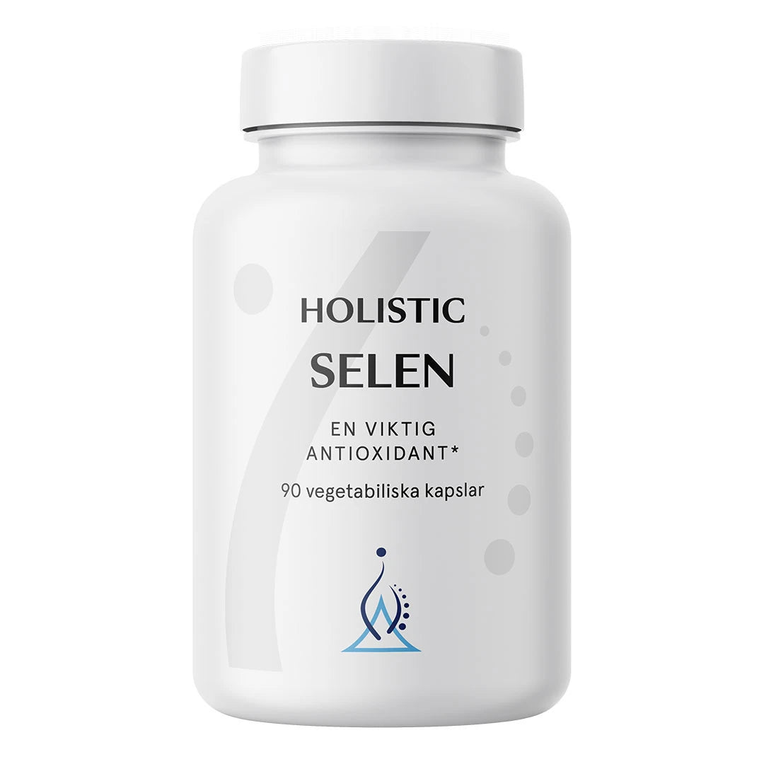 Holistic Selen 90 caps mineraltillskott i en vit burk med vegetabiliska kapslar för antioxidativt skydd., bild 1 av 1